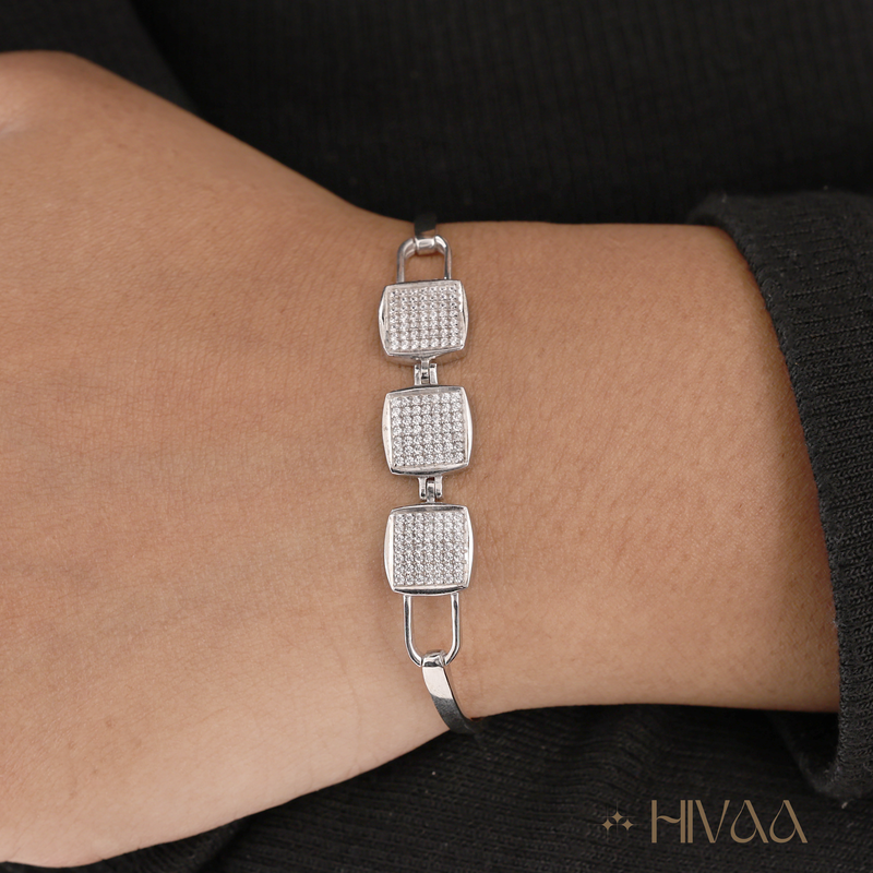 Modern Square Link Three Piece Bracelet