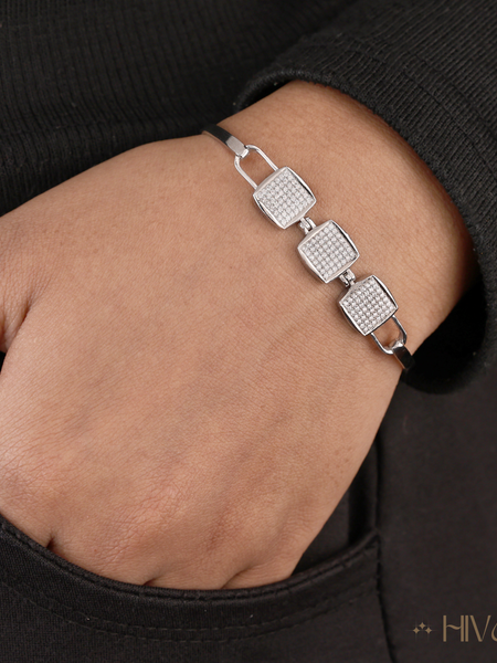 Modern Square Link Three Piece Bracelet