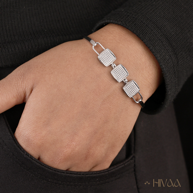 Modern Square Link Three Piece Bracelet