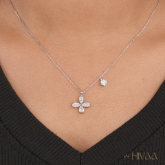 Four-Leaf Clover Pear-Cut Diamond/CZ Necklace