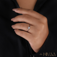 Classic Round Solitaire Diamond Engagement Silver Ring