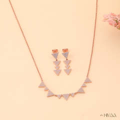 Rose Gold Plated Triangle Necklace and Dangle Earring Set