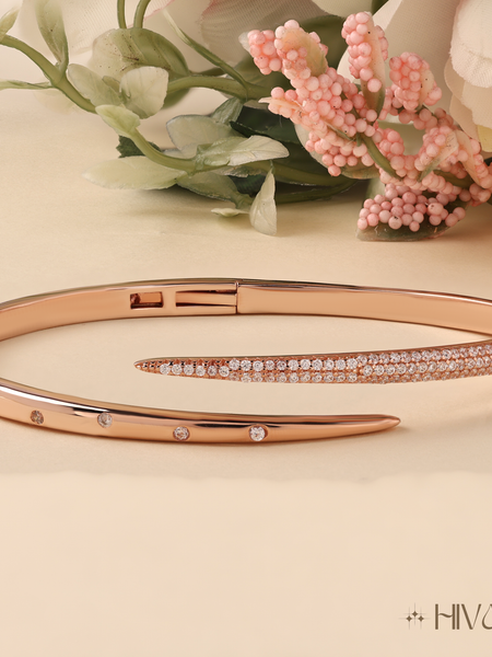 Gleaming Rose Gold Curve Style Bracelet