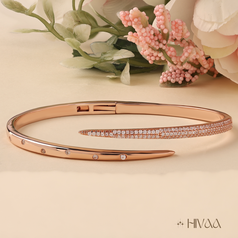 Gleaming Rose Gold Curve Style Bracelet