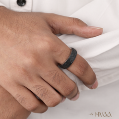 Bold Black Diamond Band Ring For Men