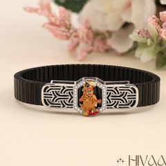 Contemporary Black Ceramic Bracelet With Spiritual Plaque