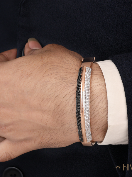 Elegant Dual Tone Men’s Bracelet With Sparkling Diamond