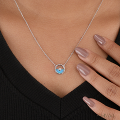 Sterling Silver Opal Sun/Moon Dainty Necklace