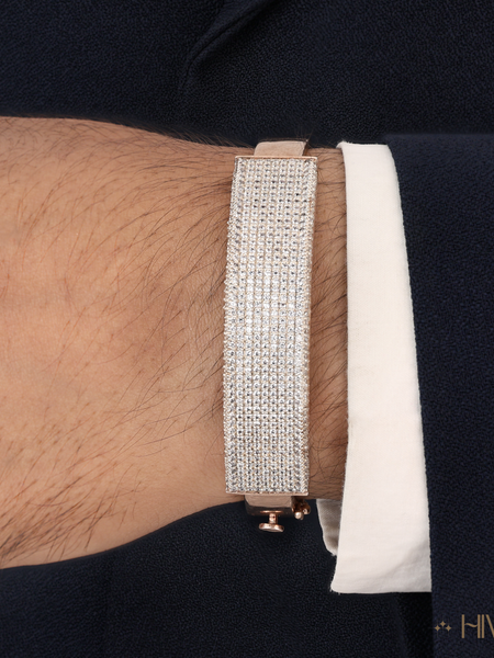 Refined Rose Gold Plated Bracelet With Crystal Rows