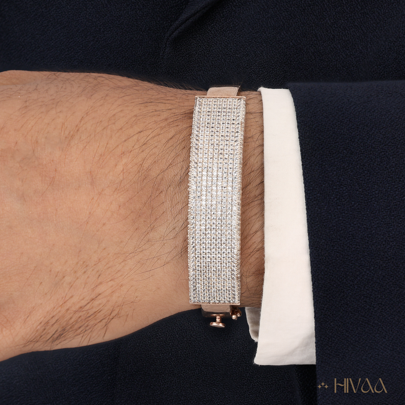 Refined Rose Gold Plated Bracelet With Crystal Rows