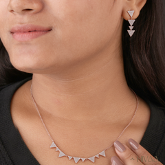 Rose Gold Plated Triangle Necklace and Dangle Earring Set