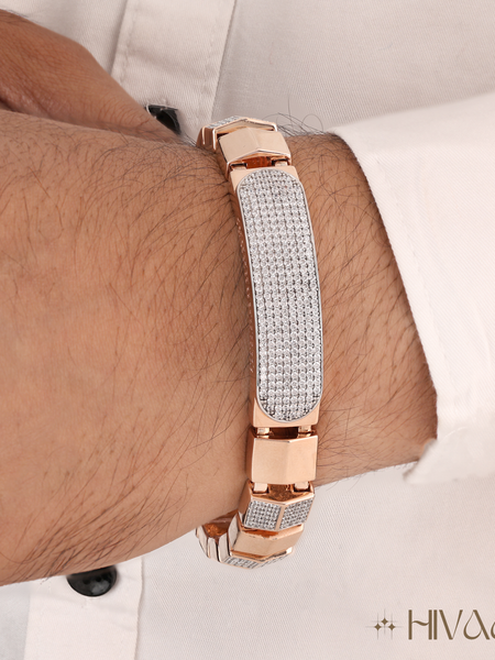 Dual Tone Diamond Accent Bracelet For Men
