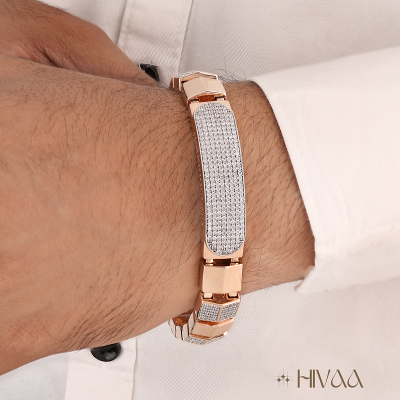 Dual Tone Diamond Accent Bracelet For Men