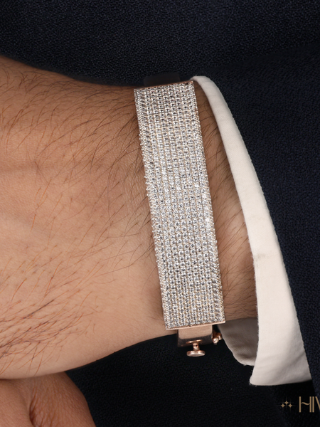 Refined Rose Gold Plated Bracelet With Crystal Rows