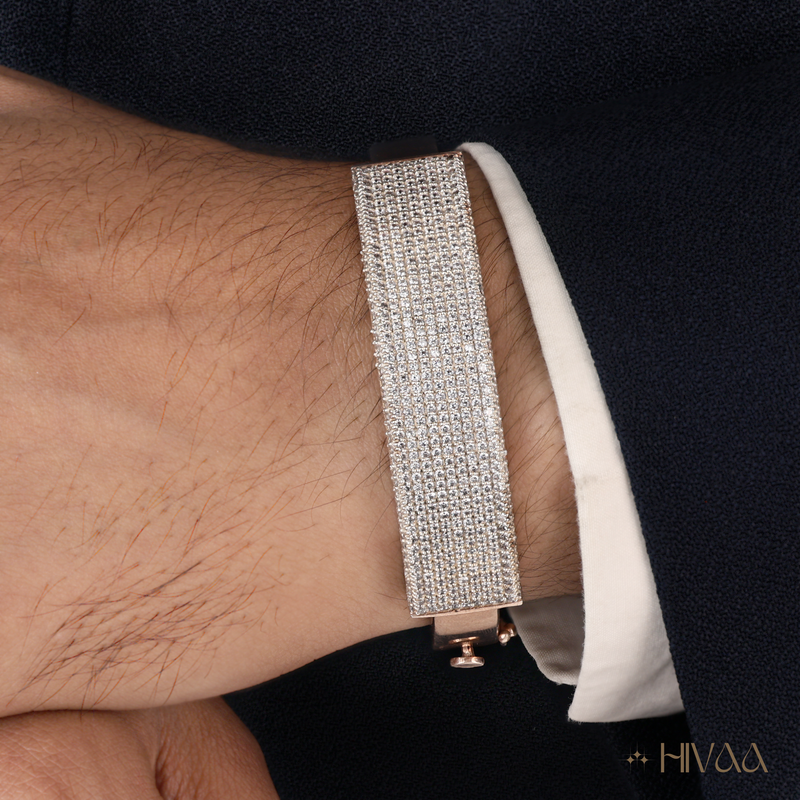 Refined Rose Gold Plated Bracelet With Crystal Rows