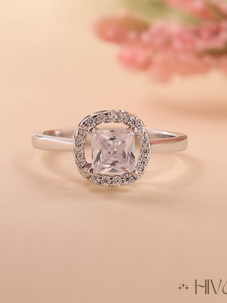 Dazzling Square Halo Ring With Brilliance