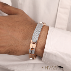 Dual Tone Diamond Accent Bracelet For Men