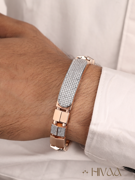 Dual Tone Diamond Accent Bracelet For Men