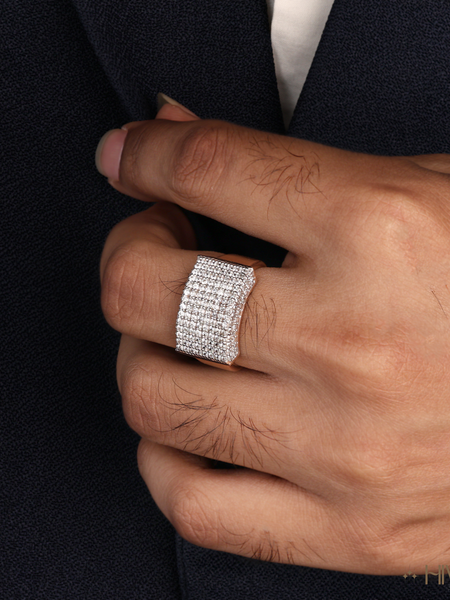 Trendy Rose Gold Plating Diamond Cluster Shine Ring