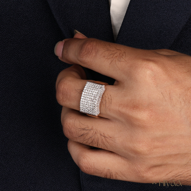 Trendy Rose Gold Plating Diamond Cluster Shine Ring