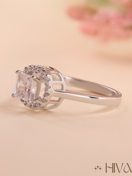 Dazzling Square Halo Ring With Brilliance