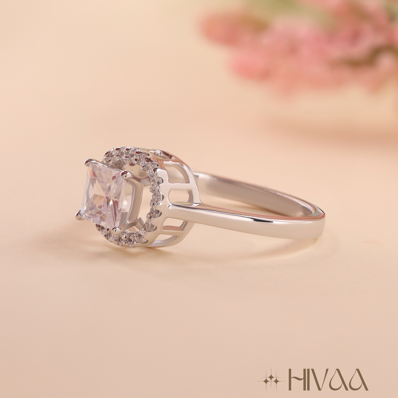 Dazzling Square Halo Ring With Brilliance