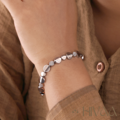 Luxury Silver-Tone Polished Disc Bracelet for Women