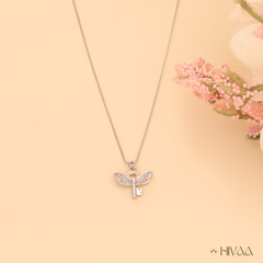 Key to the Heart Charm Necklace In White Diamond