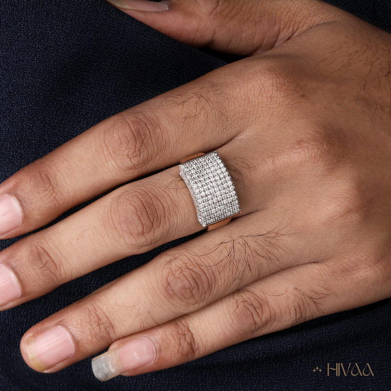 Trendy Rose Gold Plating Diamond Cluster Shine Ring