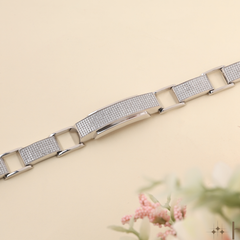 Architectural Statement Pave White Diamond Silver Bracelet