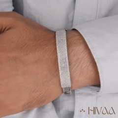 Sparkling Pave Diamond Cuff On Men's Wrist Bracelet