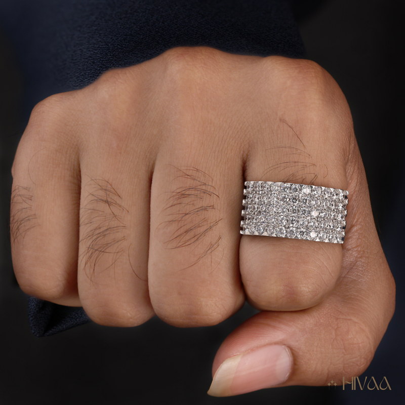 Luxury Men's White Diamond Pave Ring