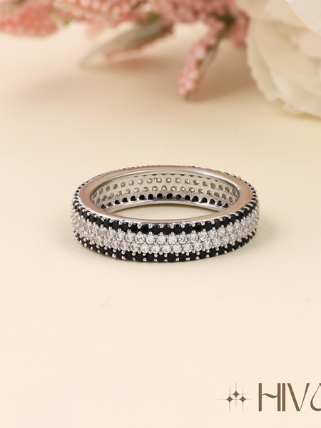 Luxurious Pave Set Black And White Eternity Band