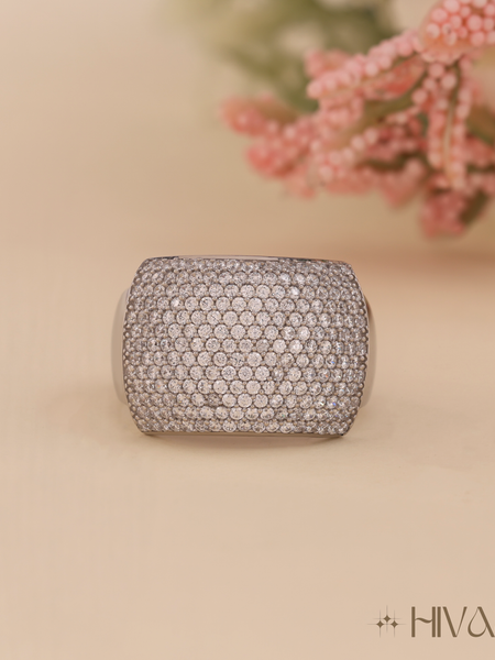 Wide Band Pave Diamond Statement Ring