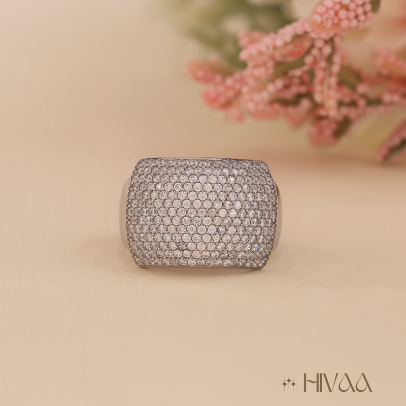 Wide Band Pave Diamond Statement Ring