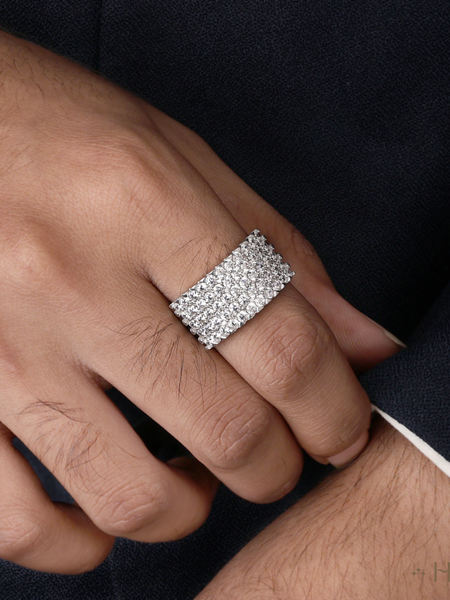 Luxury Men's White Diamond Pave Ring