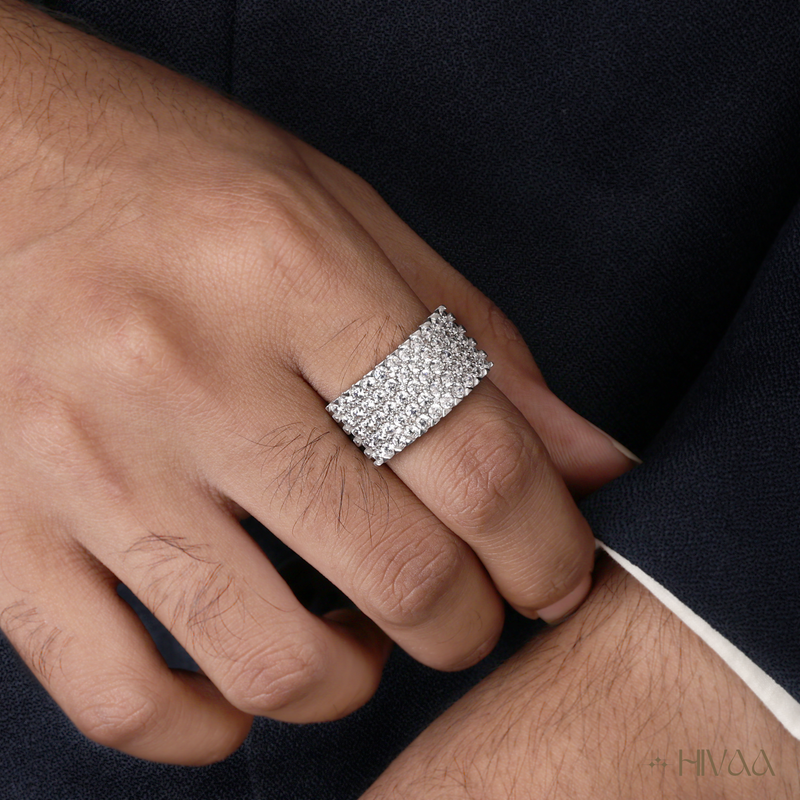 Luxury Men's White Diamond Pave Ring