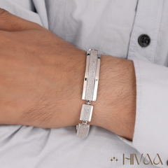 Luxury Silver-Finish Pave Crystal Link Bracelet for Men