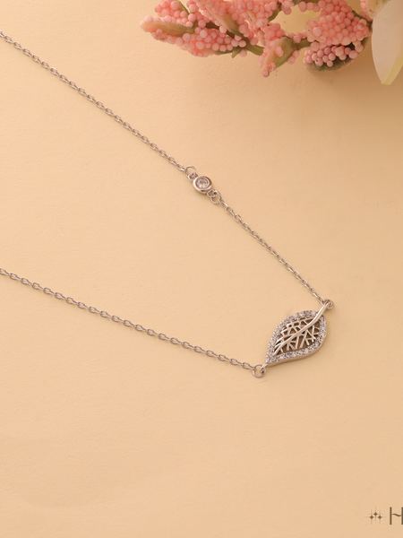 The Delicate Diamond Skeleton Leaf Necklace