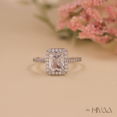 Sparkling Halo Princess Cut Ring