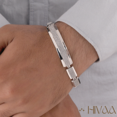 Luxury Silver-Finish Pave Crystal Link Bracelet for Men