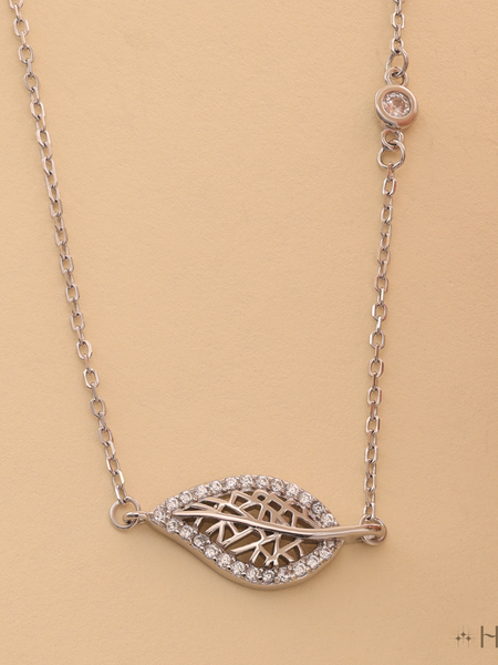 The Delicate Diamond Skeleton Leaf Necklace