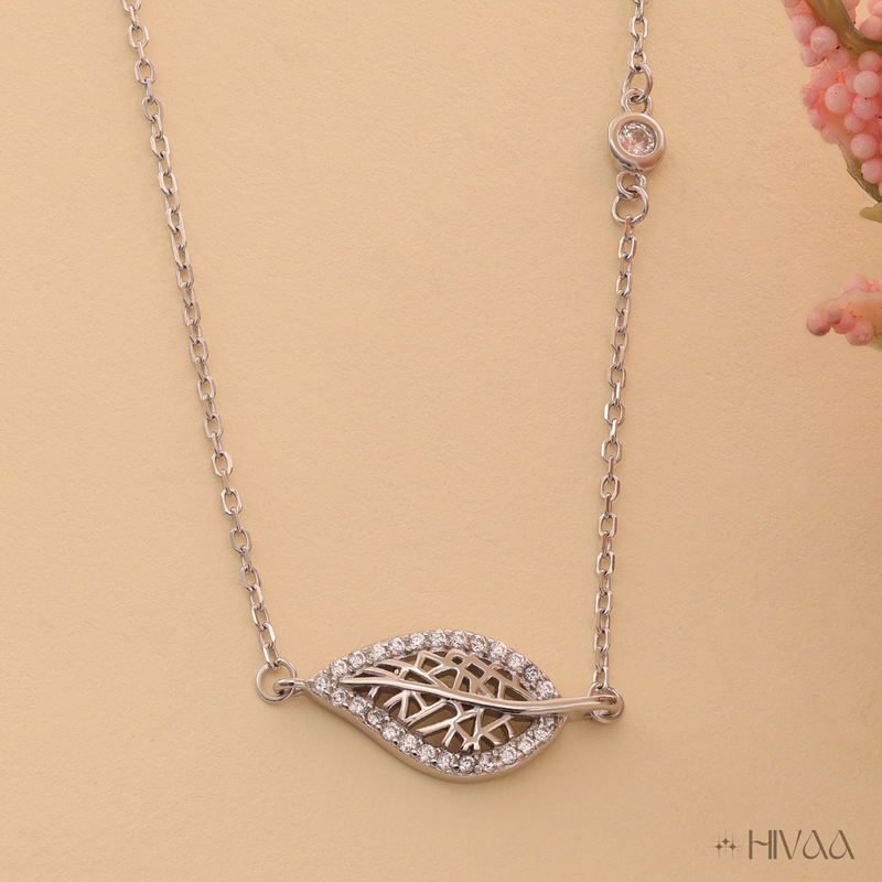The Delicate Diamond Skeleton Leaf Necklace