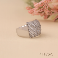 Wide Band Pave Diamond Statement Ring