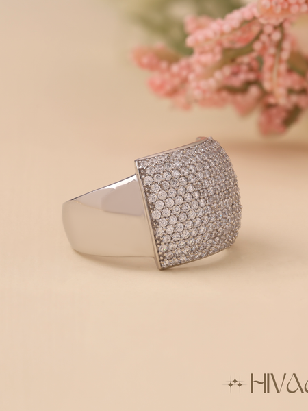 Wide Band Pave Diamond Statement Ring