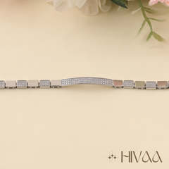 Graceful Silver Pave Link Bracelet for Daily & Party Wear