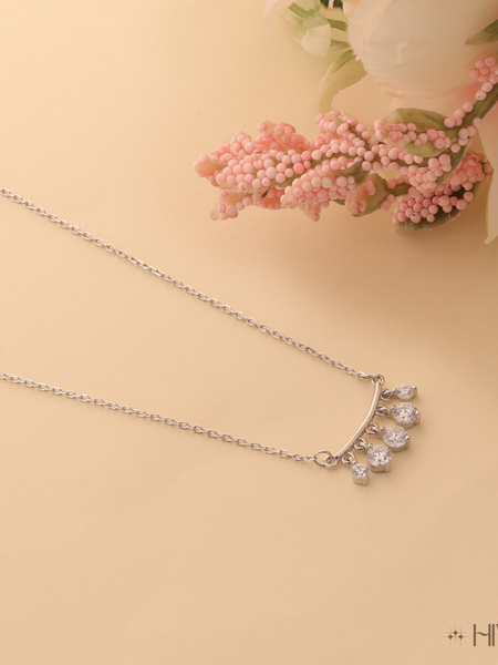Dainty Pave Diamond/Cubic Zirconia Drop Necklace