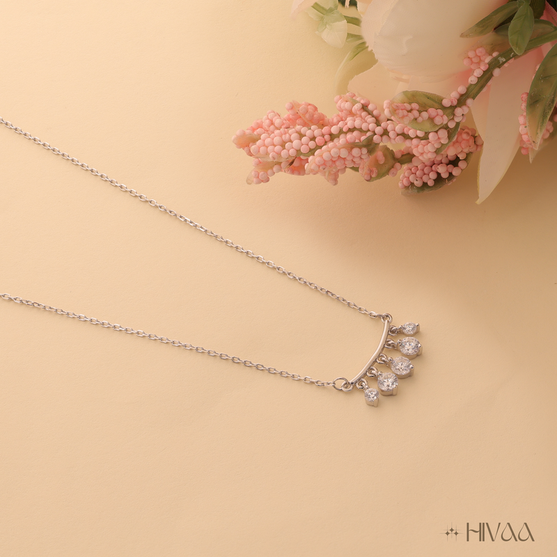 Dainty Pave Diamond/Cubic Zirconia Drop Necklace