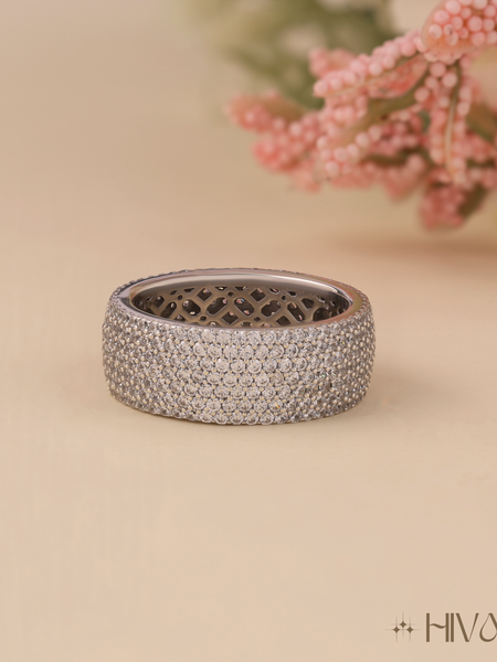 Refined Wide Band Diamond Stylist Ring