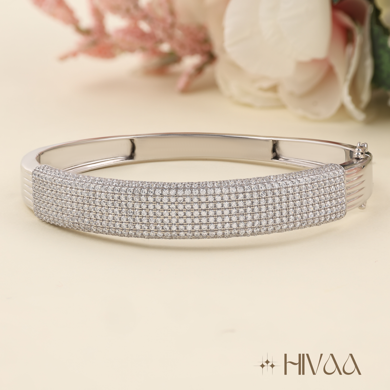 Sparkling Pave Diamond Cuff On Men's Wrist Bracelet